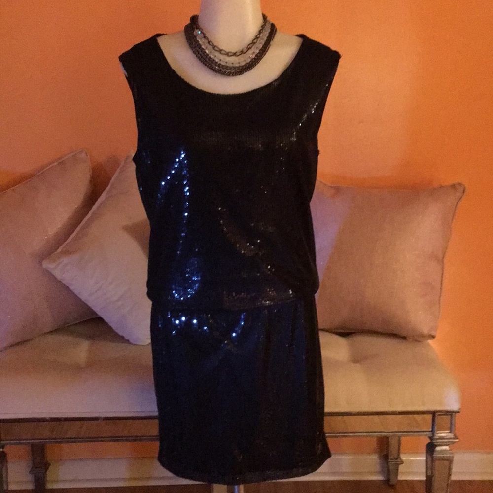Black Sequined Mini Dress